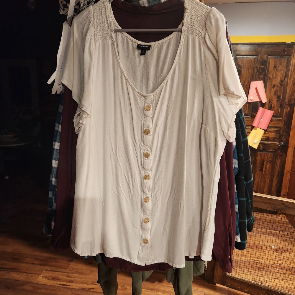 Torrid Cream Button-Down Blouse
